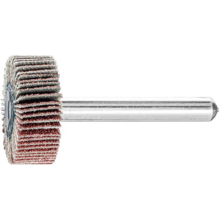 Fächerschleifer - PFERD - Korund A - Schaft-Ø 6 x 40 mm - Korngröße 80 - Bezeichnung F 2510/6 A 80 - Maße (D x T) 25 x 10 mm - empf. Drehzahl 150