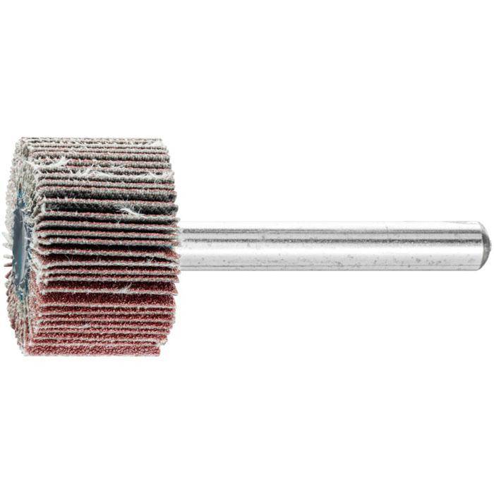 Fächerschleifer - PFERD - Korund A - Schaft-Ø 6 x 40 mm - Korngröße 150 - Bezeichnung F 2515/6 A 150 - Maße (D x T) 25 x 15 mm - empf. Drehzahl 1