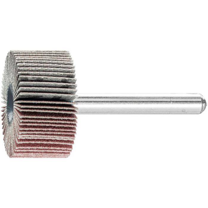 Fächerschleifer - PFERD - Korund A - Schaft-Ø 6 x 40 mm - Korngröße 240 - Bezeichnung F 3015/6 A 240 - Maße (D x T) 30 x 15 mm - empf. Drehzahl 1