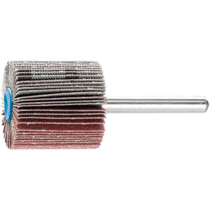 Fächerschleifer - PFERD - Korund A - Schaft-Ø 6 x 40 mm - Korngröße 180 - Bezeichnung F 3030/6 A 180 - Maße (D x T) 30 mm - empf. Drehzahl 12000