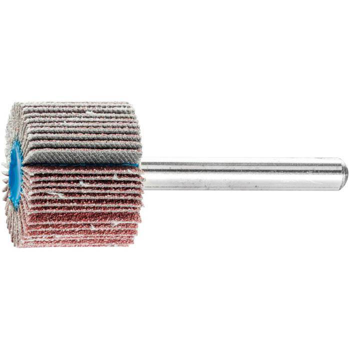 Fächerschleifer - PFERD - Korund A - Schaft-Ø 6 x 40 mm - Korngröße 80 - Bezeichnung F 2520/6 A 80 - Maße (D x T) 25 x 20 mm - empf. Drehzahl 150