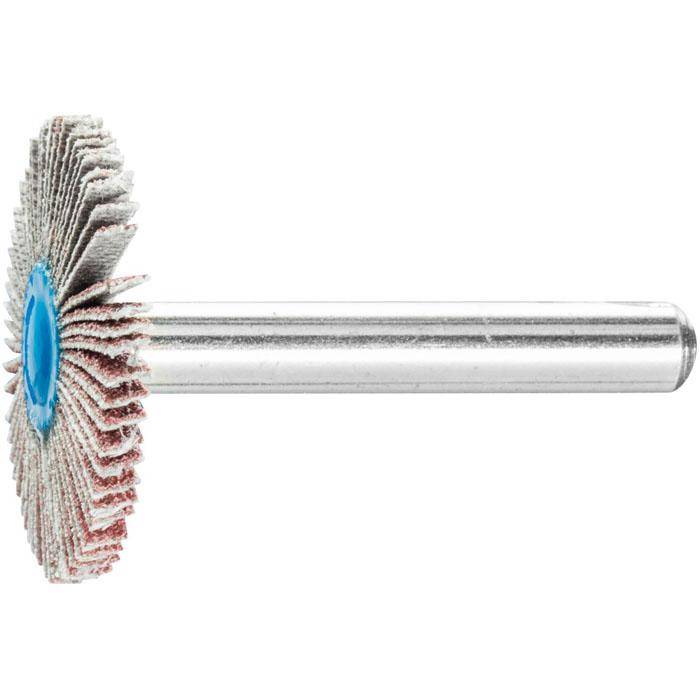 Fächerschleifer - PFERD - Korund A - Schaft-Ø 6 x 40 mm - Korngröße 80 - Bezeichnung F 3003/6 A 80 - Maße (D x T) 3 mm - empf. Drehzahl 12000 min