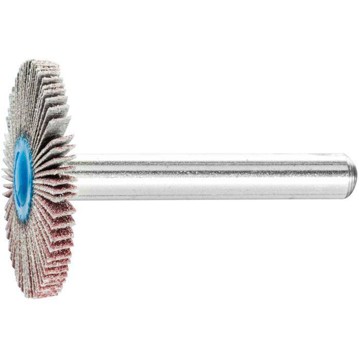 Fächerschleifer - PFERD - Korund A - Schaft-Ø 6 x 40 mm - Korngröße 150 - Bezeichnung F 3003/6 A 150 - Maße (D x T) 3 mm - empf. Drehzahl 12000 m