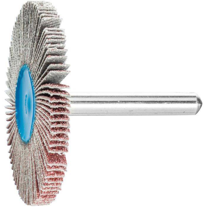 Fächerschleifer - PFERD - Korund A - Schaft-Ø 6 x 40 mm - Korngröße 60 - Bezeichnung F 5005/6 A 60 - Maße (D x T) 5 mm - empf. Drehzahl 7000 min-