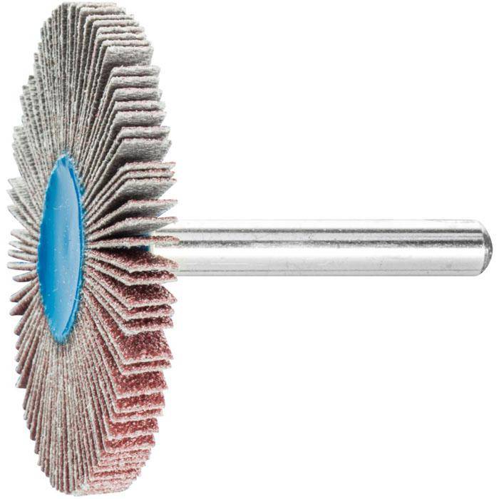 Fächerschleifer - PFERD - Korund A - Schaft-Ø 6 x 40 mm - Korngröße 80 - Bezeichnung F 5005/6 A 80 - Maße (D x T) 5 mm - empf. Drehzahl 7000 min-