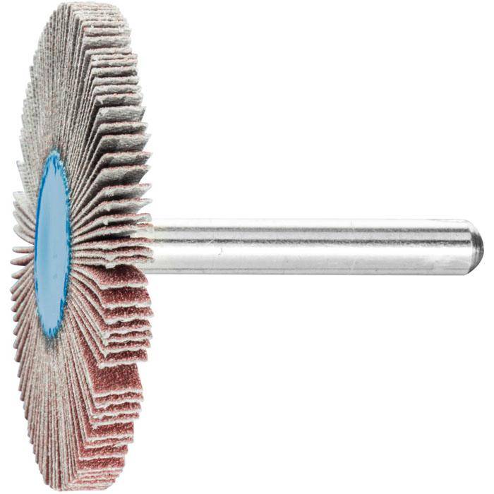 Fächerschleifer - PFERD - Korund A - Schaft-Ø 6 x 40 mm - Korngröße 120 - Bezeichnung F 5005/6 A 120 - Maße (D x T) 5 mm - empf. Drehzahl 7000 mi