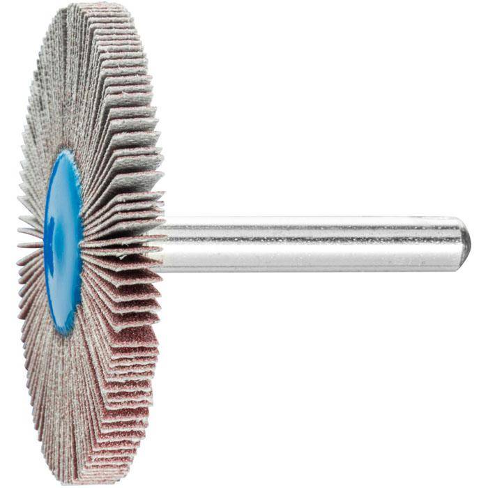 Fächerschleifer - PFERD - Korund A - Schaft-Ø 6 x 40 mm - Korngröße 180 - Bezeichnung F 5005/6 A 180 - Maße (D x T) 5 mm - empf. Drehzahl 7000 mi