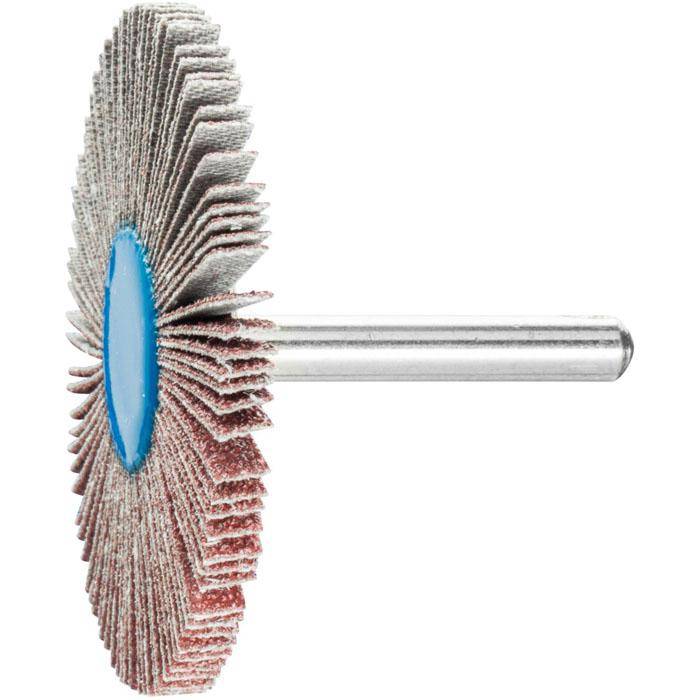 Fächerschleifer - PFERD - Korund A - Schaft-Ø 6 x 40 mm - Korngröße 60 - Bezeichnung F 6005/6 A 60 - Maße (D x T) 60 x 5 mm - empf. Drehzahl 6300
