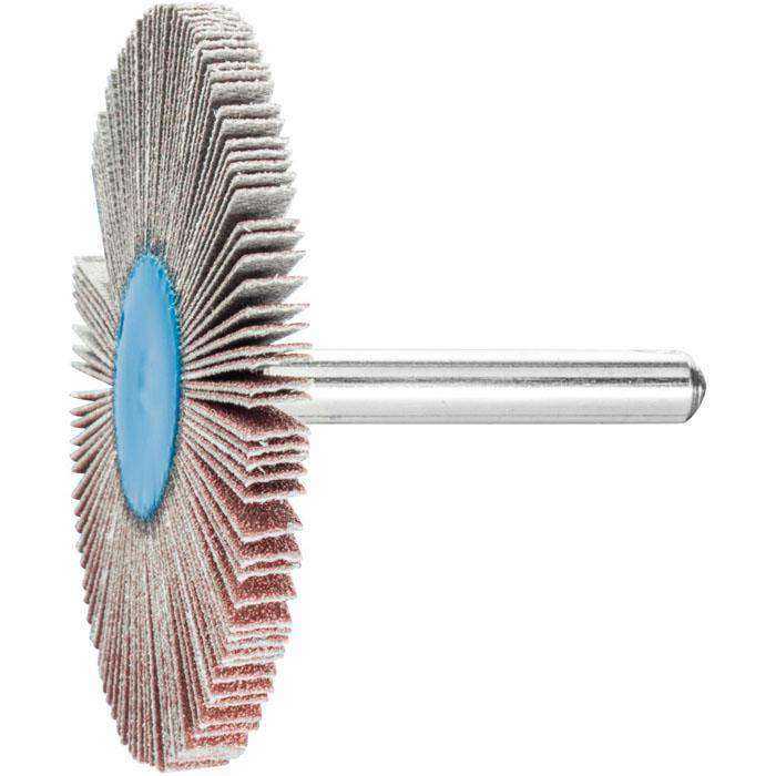 Fächerschleifer - PFERD - Korund A - Schaft-Ø 6 x 40 mm - Korngröße 120 - Bezeichnung F 6005/6 A 120 - Maße (D x T) 60 x 5 mm - empf. Drehzahl 63