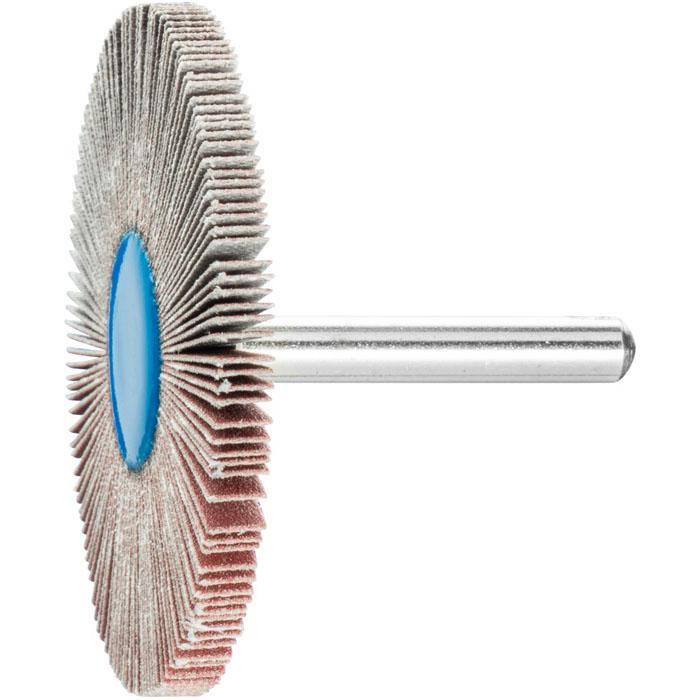 Fächerschleifer - PFERD - Korund A - Schaft-Ø 6 x 40 mm - Korngröße 240 - Bezeichnung F 6005/6 A 240 - Maße (D x T) 60 x 5 mm - empf. Drehzahl 63