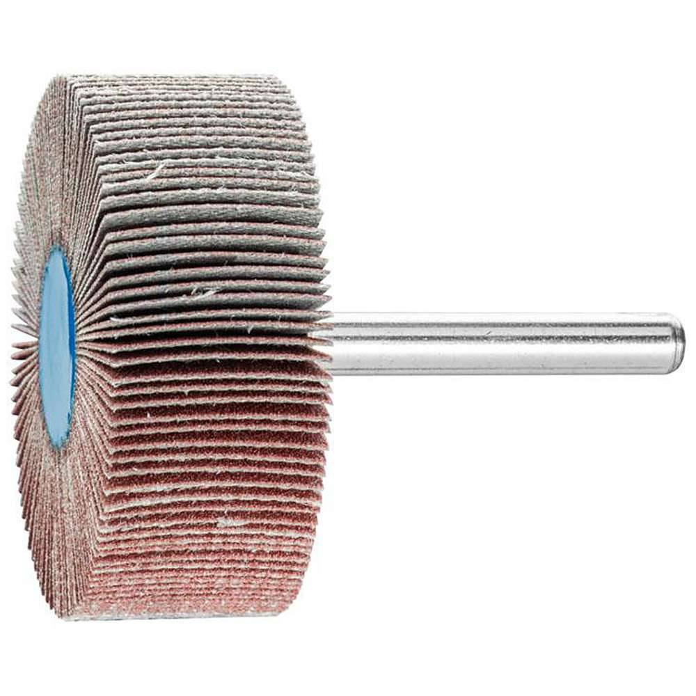 Fächerschleifer - PFERD - Korund A - Schaft-Ø 6 x 40 mm - Korngröße 180 - Bezeichnung F 5020/6 A 180 - Maße (D x T) 50 x 20 mm - empf. Drehzahl 7