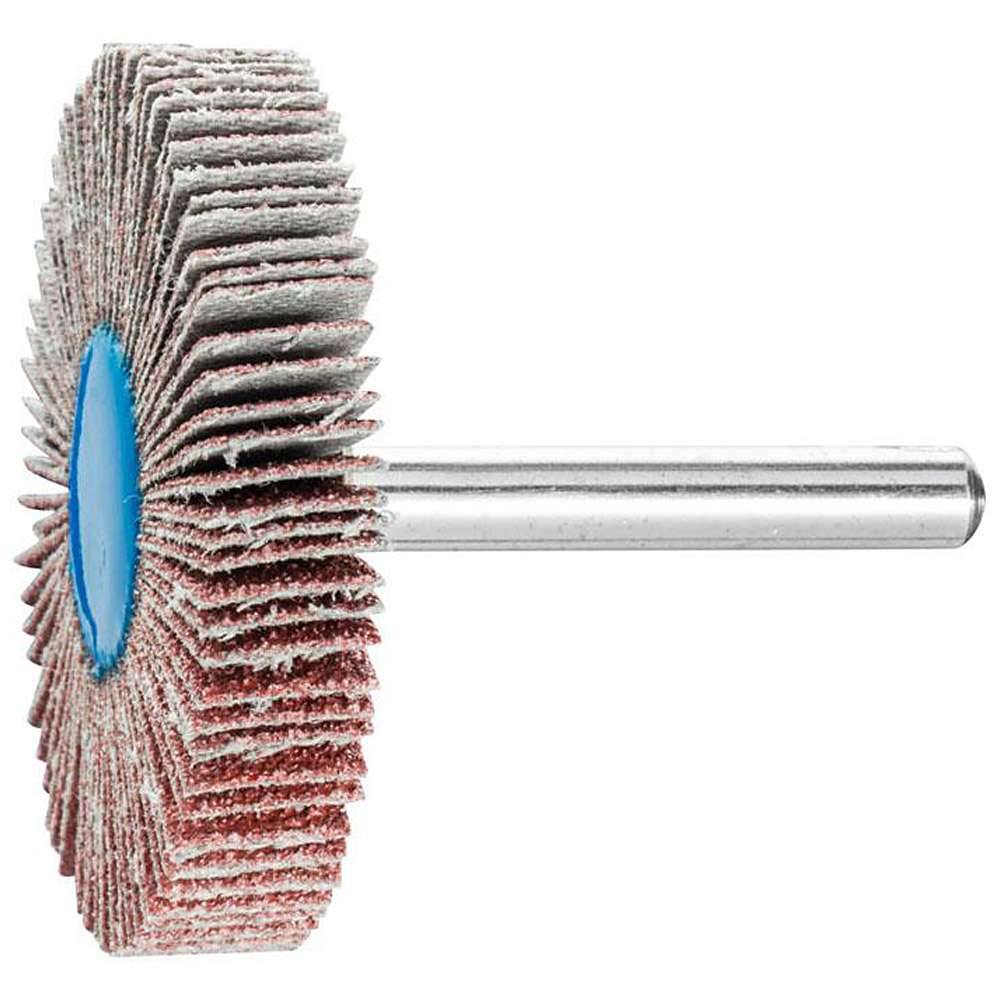 Fächerschleifer - PFERD - Korund A - Schaft-Ø 6 x 40 mm - Korngröße 60 - Bezeichnung F 5010/6 A 60 - Maße (D x T) 50 x 10 mm - empf. Drehzahl 700