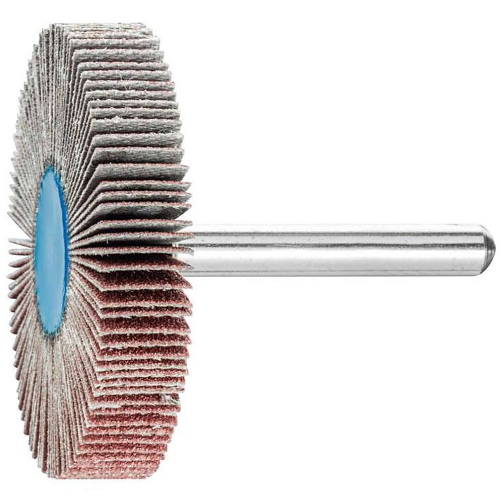 Fächerschleifer - PFERD - Korund A - Schaft-Ø 6 x 40 mm - Korngröße 120 - Bezeichnung F 5010/6 A 120 - Maße (D x T) 50 x 10 mm - empf. Drehzahl 7