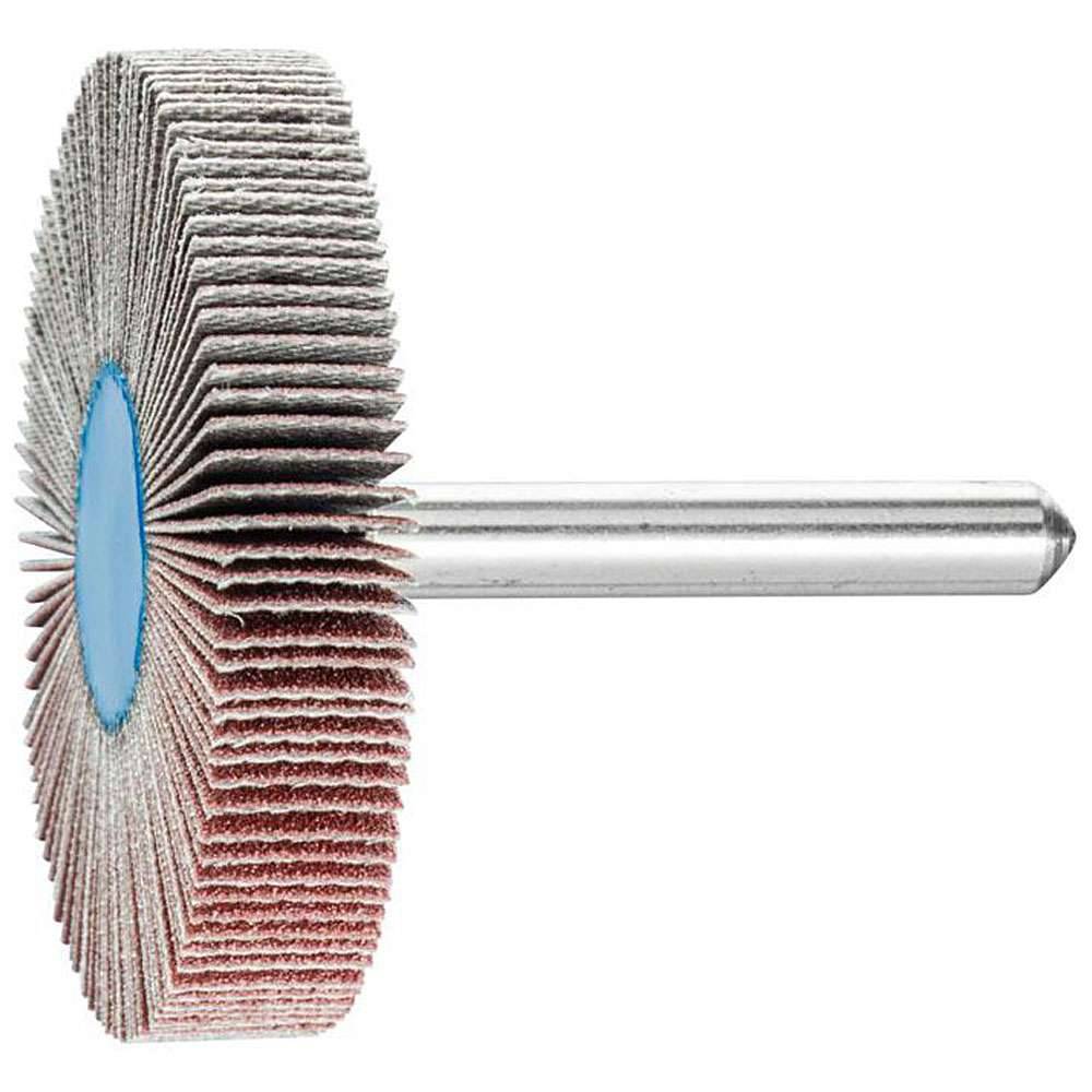 Fächerschleifer - PFERD - Korund A - Schaft-Ø 6 x 40 mm - Korngröße 150 - Bezeichnung F 5010/6 A 150 - Maße (D x T) 50 x 10 mm - empf. Drehzahl 7