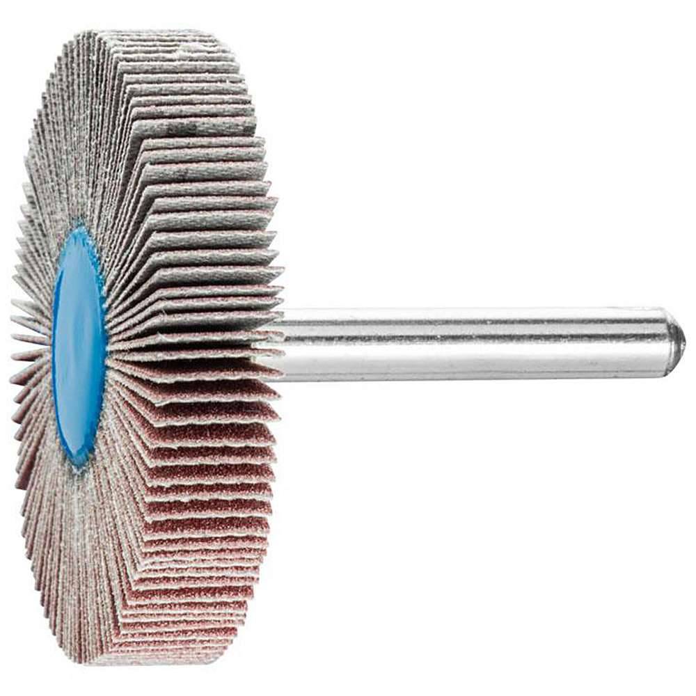 Fächerschleifer - PFERD - Korund A - Schaft-Ø 6 x 40 mm - Korngröße 180 - Bezeichnung F 5010/6 A 180 - Maße (D x T) 50 x 10 mm - empf. Drehzahl 7