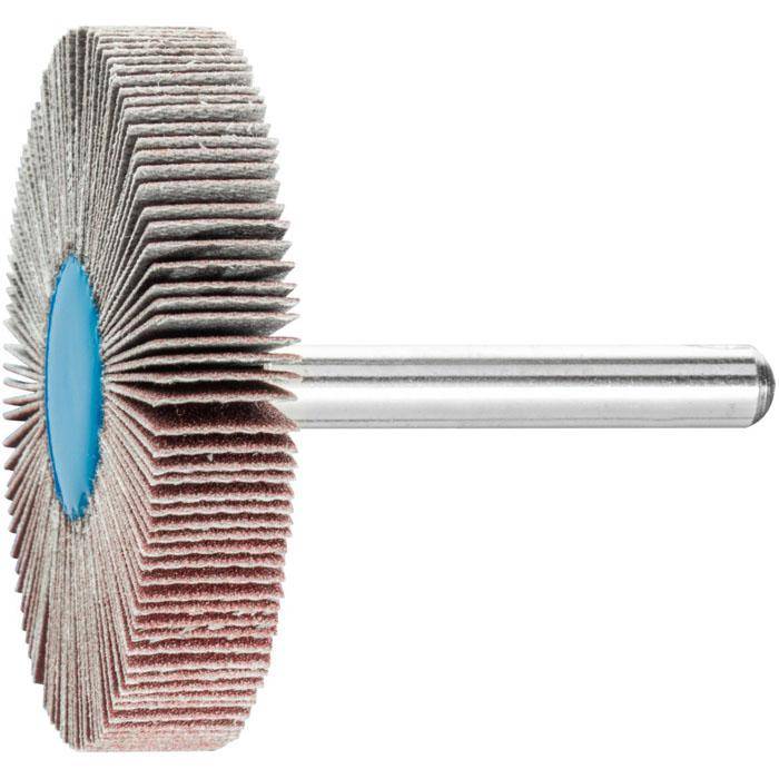 Fächerschleifer - PFERD - Korund A - Schaft-Ø 6 x 40 mm - Korngröße 240 - Bezeichnung F 5010/6 A 240 - Maße (D x T) 50 x 10 mm - empf. Drehzahl 7