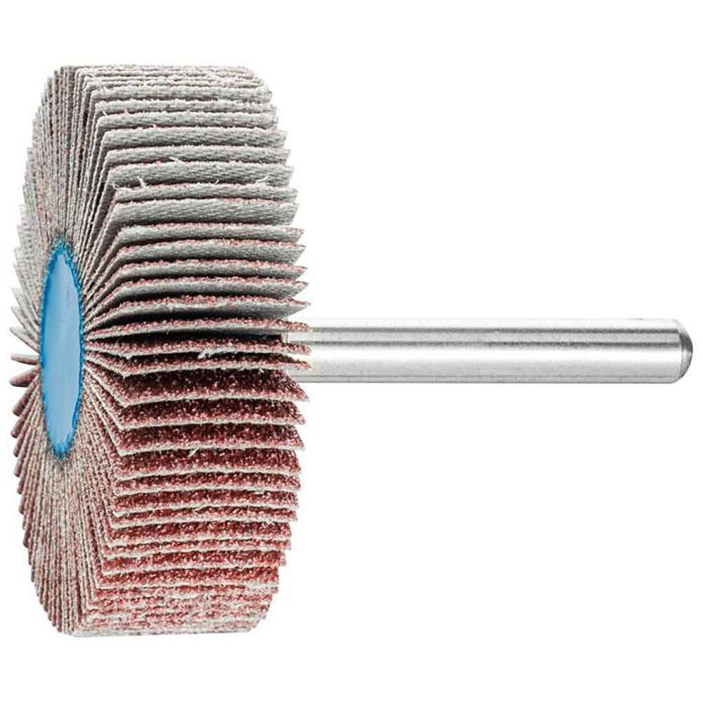Fächerschleifer - PFERD - Korund A - Schaft-Ø 6 x 40 mm - Korngröße 60 - Bezeichnung F 5015/6 A 60 - Maße (D x T) 80 x 15 mm - empf. Drehzahl 700