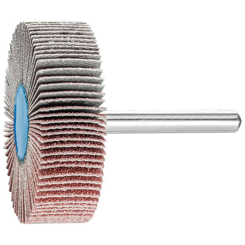 Fächerschleifer - PFERD - Korund A - Schaft-Ø 6 x 40 mm - Korngröße 80 - Bezeichnung F 5015/6 A 80 - Maße (D x T) 50 x 15 mm - empf. Drehzahl 700
