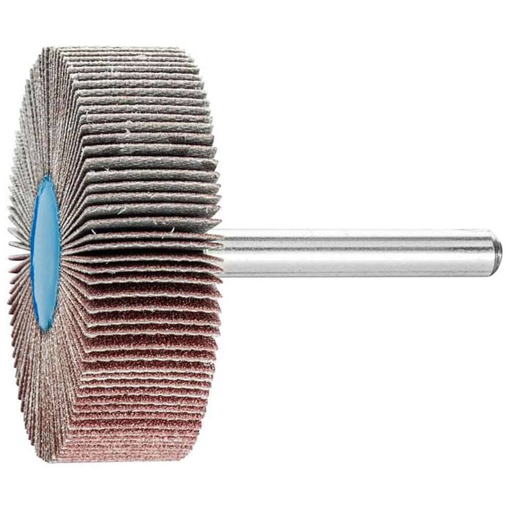 Fächerschleifer - PFERD - Korund A - Schaft-Ø 6 x 40 mm - Korngröße 150 - Bezeichnung F 5015/6 A 150 - Maße (D x T) 50 x 15 mm - empf. Drehzahl 7