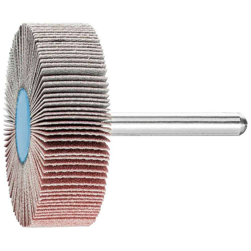 Fächerschleifer - PFERD - Korund A - Schaft-Ø 6 x 40 mm - Korngröße 180 - Bezeichnung F 5015/6 A 180 - Maße (D x T) 50 x 15 mm - empf. Drehzahl 7