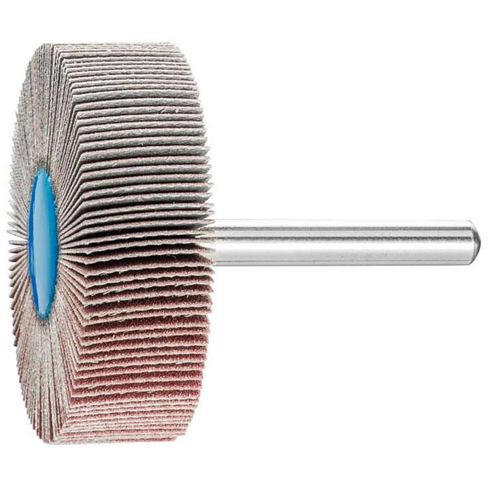 Fächerschleifer - PFERD - Korund A - Schaft-Ø 6 x 40 mm - Korngröße 240 - Bezeichnung F 5015/6 A 240 - Maße (D x T) 50 x 15 mm - empf. Drehzahl 7