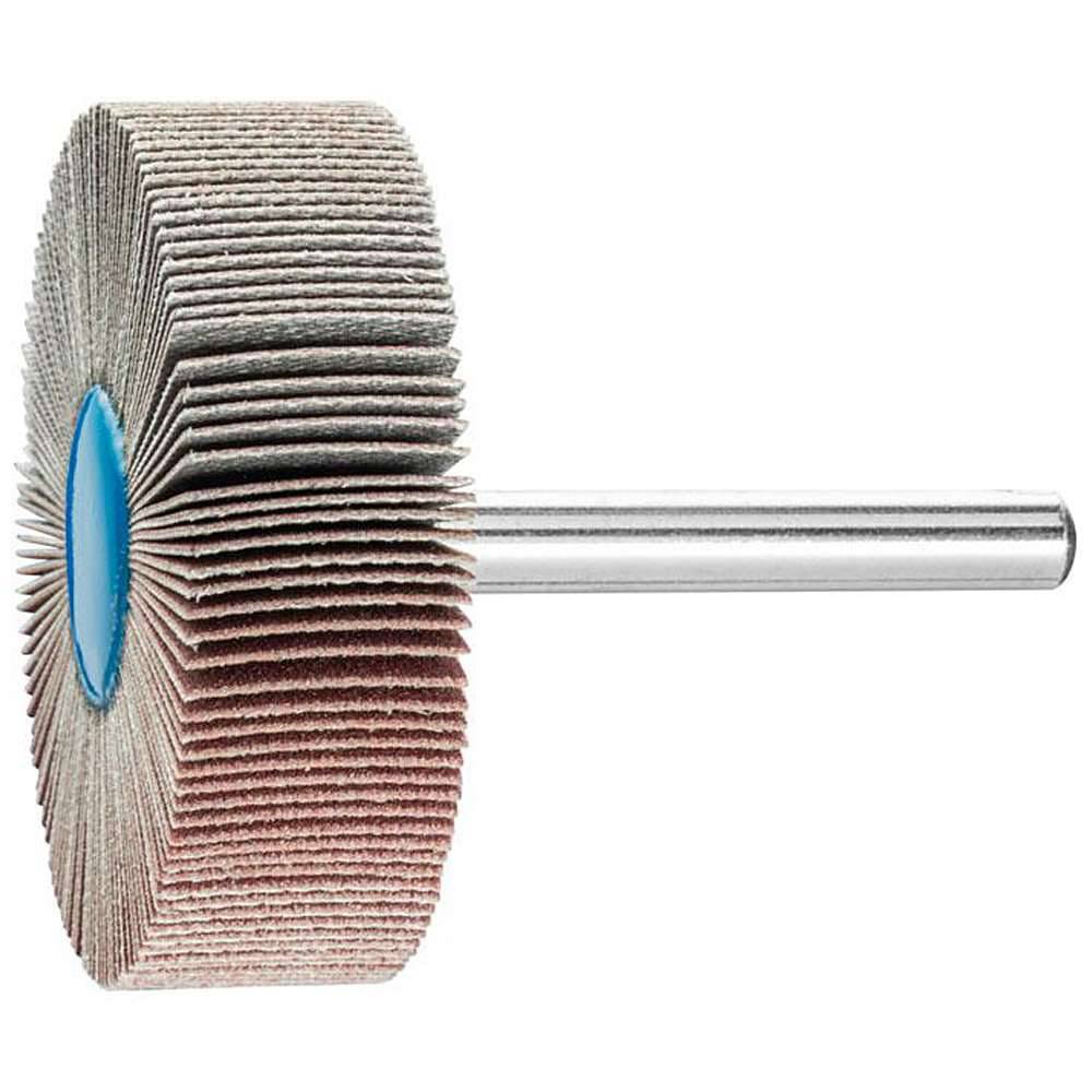 Fächerschleifer - PFERD - Korund A - Schaft-Ø 6 x 40 mm - Korngröße 320 - Bezeichnung F 5015/6 A 320 - Maße (D x T) 50 x 15 mm - empf. Drehzahl 7