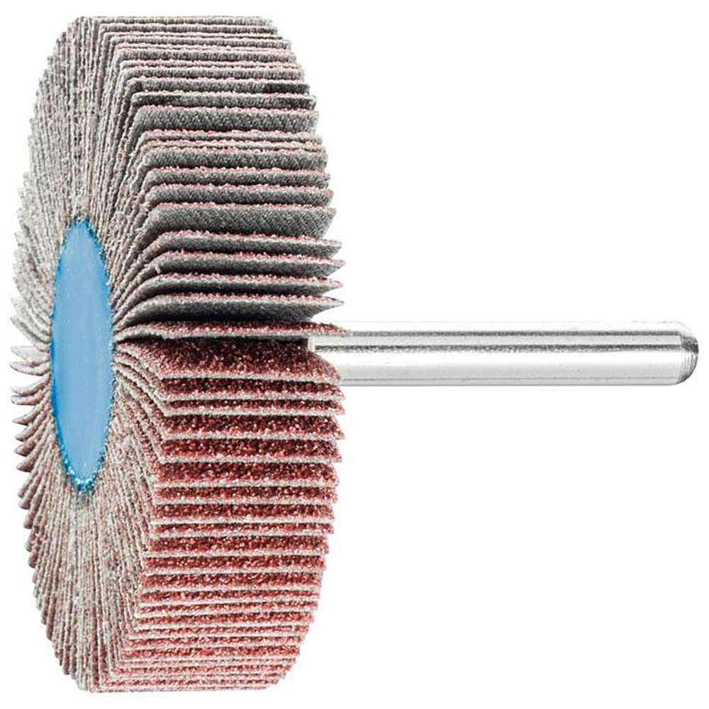 Fächerschleifer - PFERD - Korund A - Schaft-Ø 6 x 40 mm - Korngröße 60 - Bezeichnung F 6015/6 A 60 - Maße (D x T) 60 x 15 mm - empf. Drehzahl 630