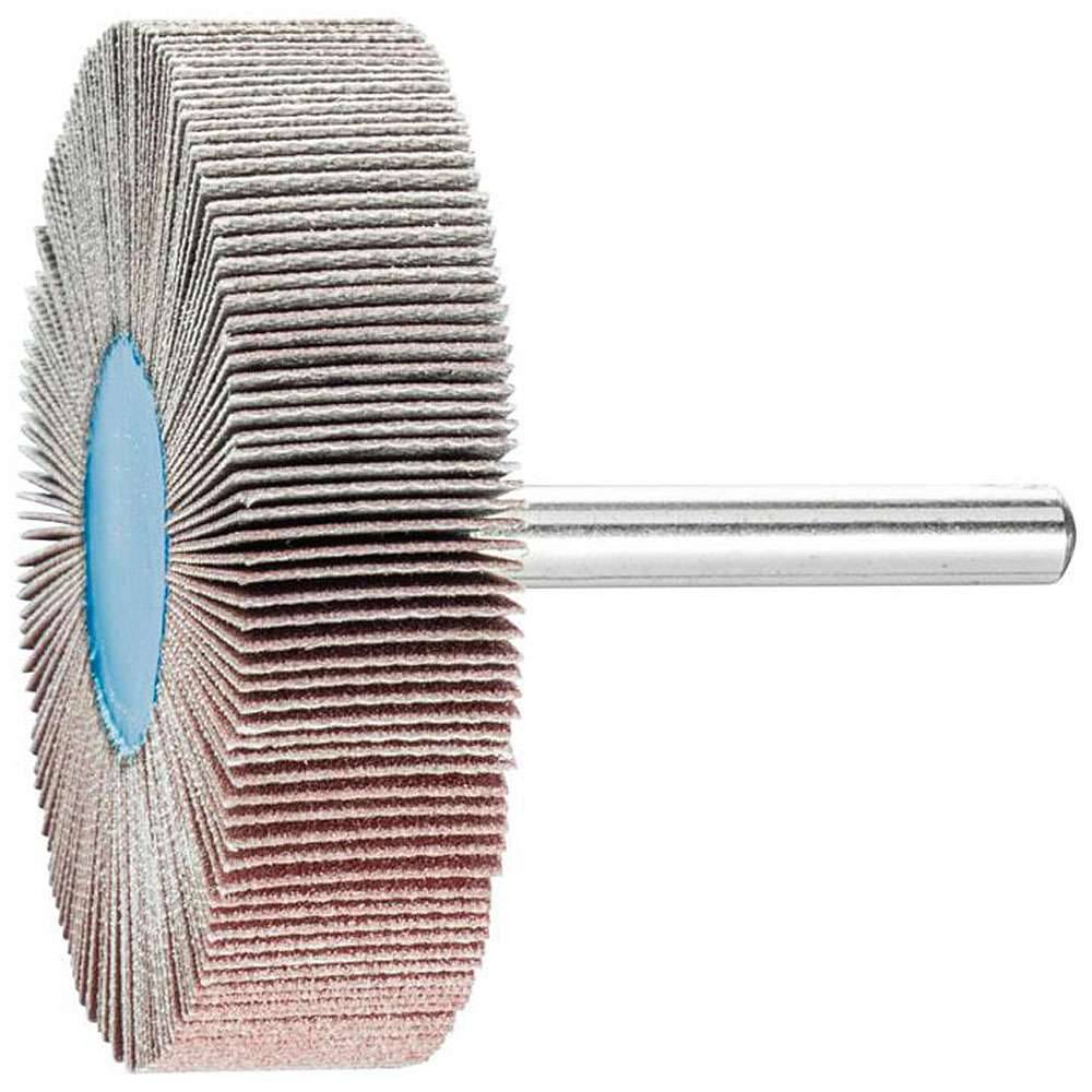 Fächerschleifer - PFERD - Korund A - Schaft-Ø 6 x 40 mm - Korngröße 240 - Bezeichnung F 6015/6 A 240 - Maße (D x T) 60 x 15 mm - empf. Drehzahl 6
