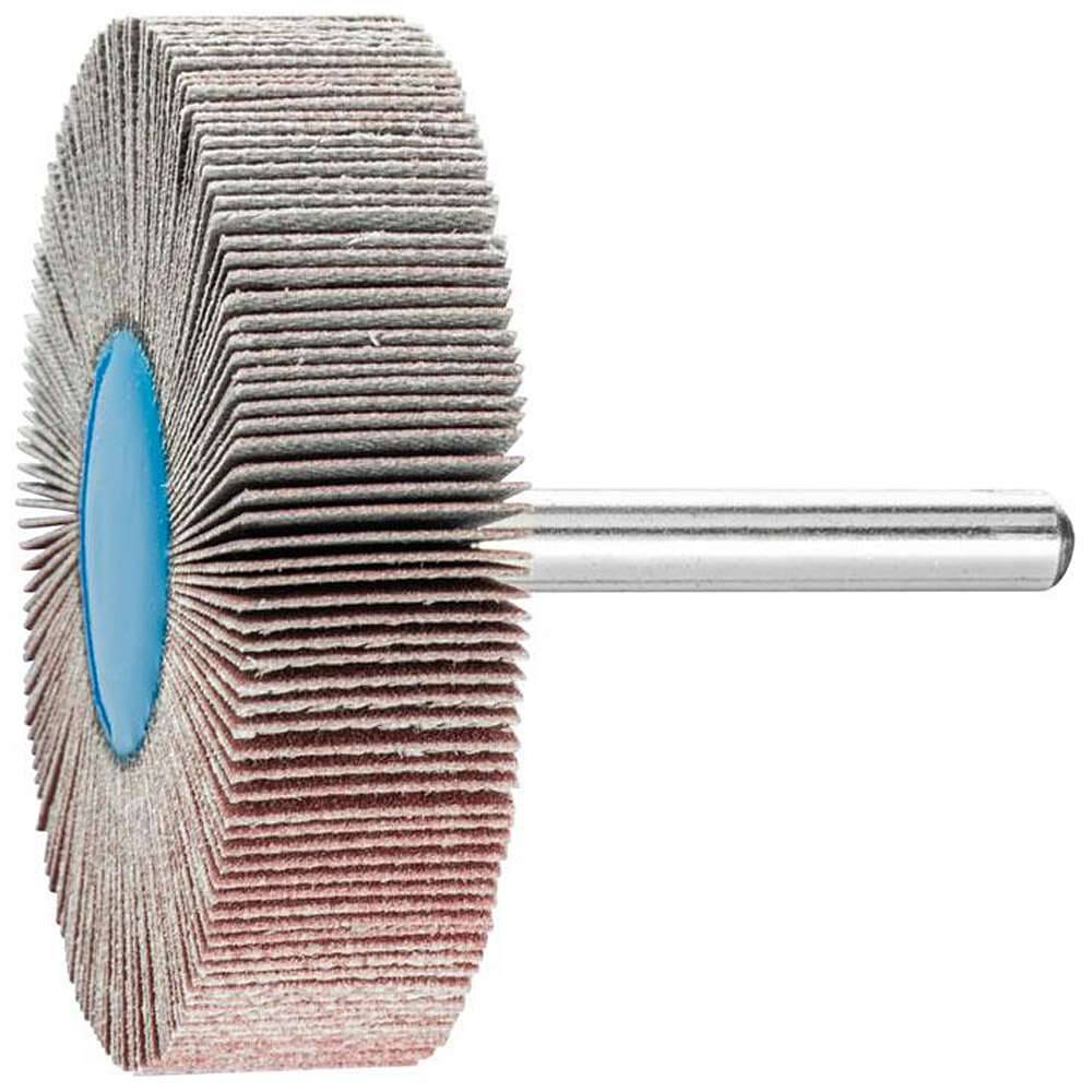Fächerschleifer - PFERD - Korund A - Schaft-Ø 6 x 40 mm - Korngröße 320 - Bezeichnung F 6015/6 A 320 - Maße (D x T) 60 x 15 mm - empf. Drehzahl 6