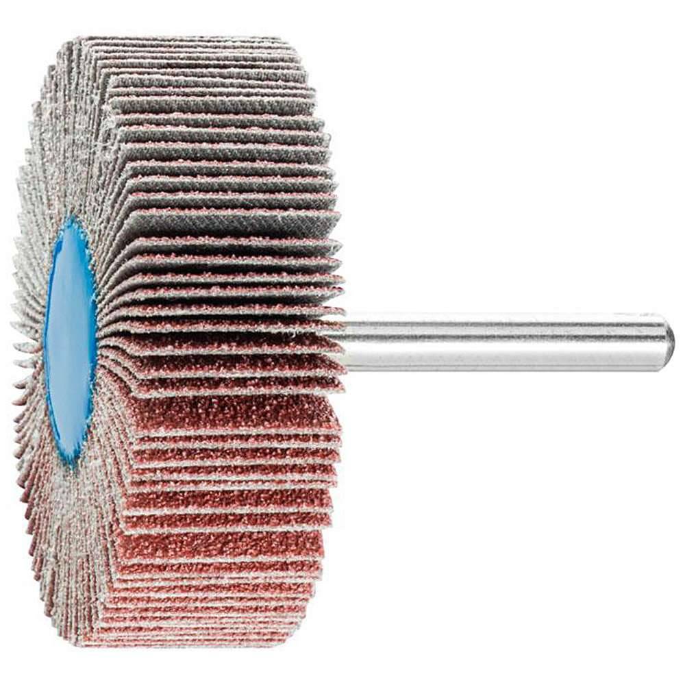 Fächerschleifer - PFERD - Korund A - Schaft-Ø 6 x 40 mm - Korngröße 60 - Bezeichnung F 6020/6 A 60 - Maße (D x T) 60 x 20 mm - empf. Drehzahl 630