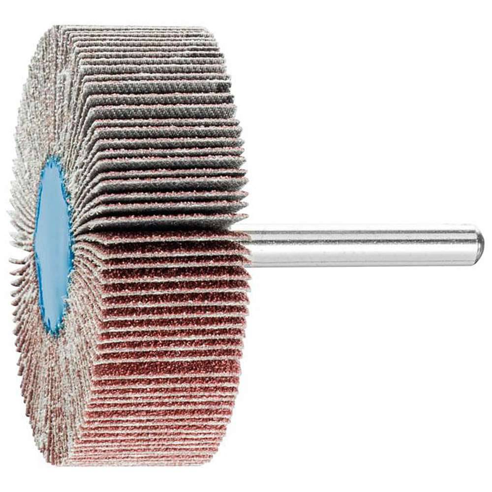 Fächerschleifer - PFERD - Korund A - Schaft-Ø 6 x 40 mm - Korngröße 80 - Bezeichnung F 6020/6 A 80 - Maße (D x T) 60 x 20 mm - empf. Drehzahl 630