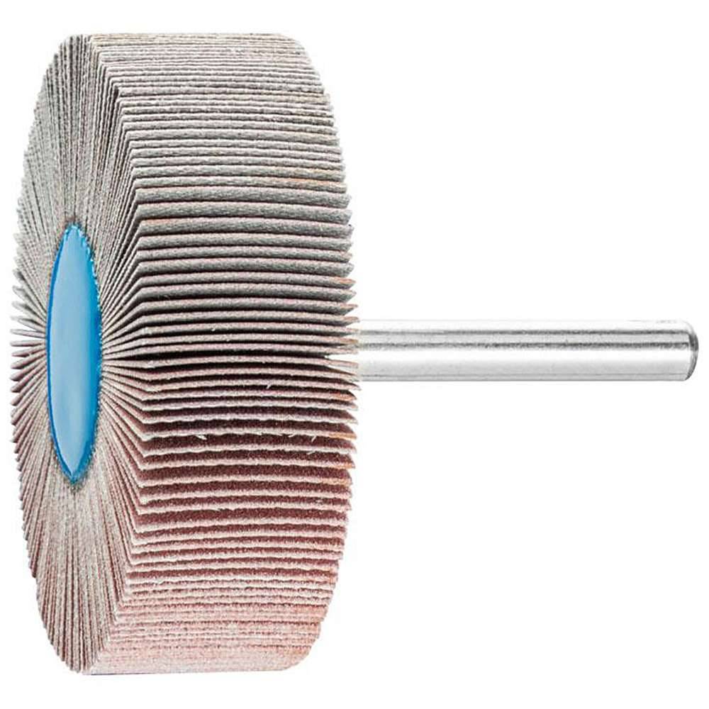Fächerschleifer - PFERD - Korund A - Schaft-Ø 6 x 40 mm - Korngröße 320 - Bezeichnung F 6020/6 A 320 - Maße (D x T) 60 x 20 mm - empf. Drehzahl 6