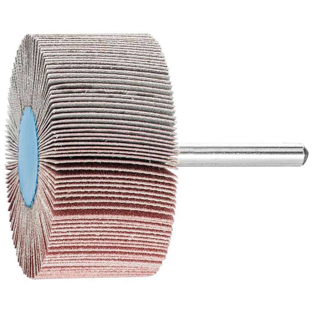 Fächerschleifer - PFERD - Korund A - Schaft-Ø 6 x 40 mm - Korngröße 180 - Bezeichnung F 6030/6 A 180 - Maße (D x T) 60 x 30 mm - empf. Drehzahl 6