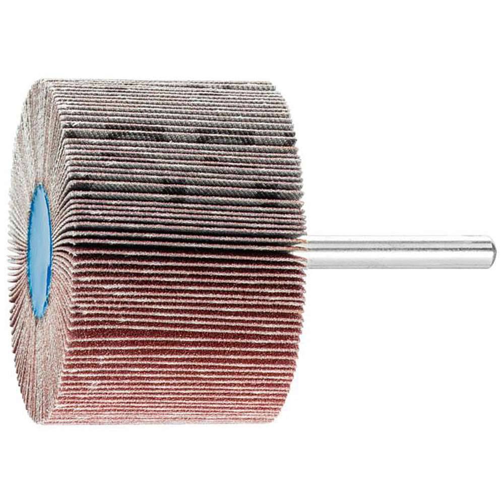 Fächerschleifer - PFERD - Korund A - Schaft-Ø 6 x 40 mm - Korngröße 150 - Bezeichnung F 6040/6 A 150 - Maße (D x T) 60 x 40 mm - empf. Drehzahl 6