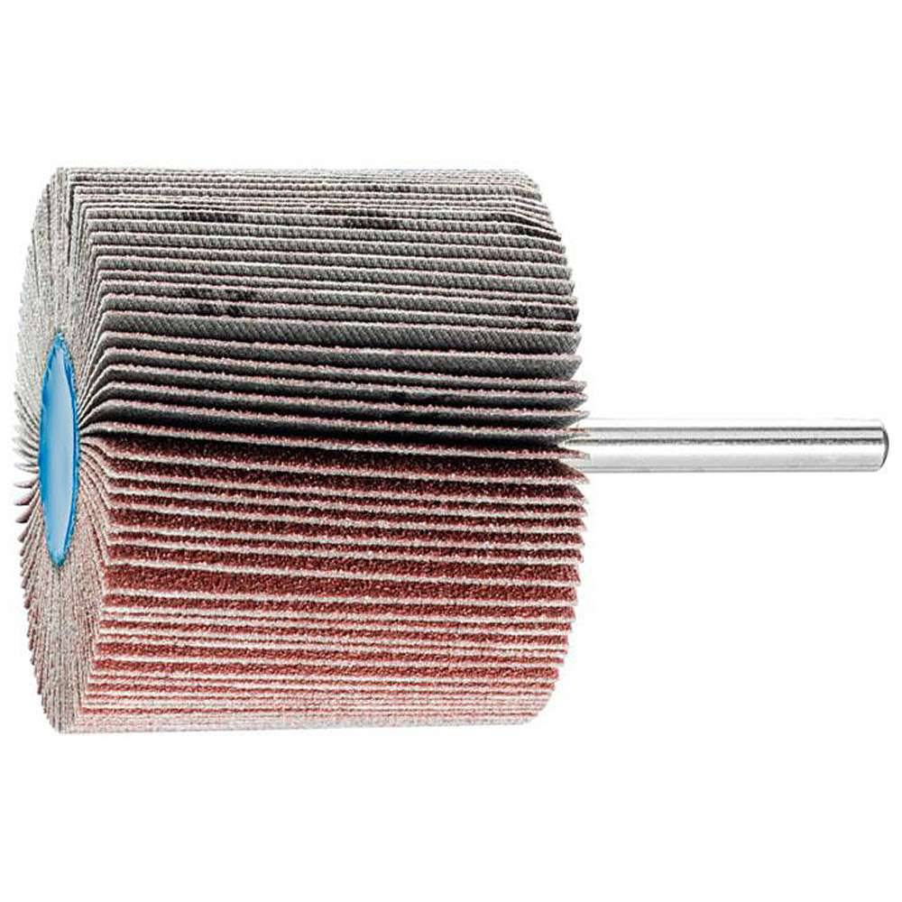 Fächerschleifer - PFERD - Korund A - Schaft-Ø 6 x 40 mm - Korngröße 80 - Bezeichnung F 6050/6 A 80 - Maße (D x T) 60 x 50 mm - empf. Drehzahl 630