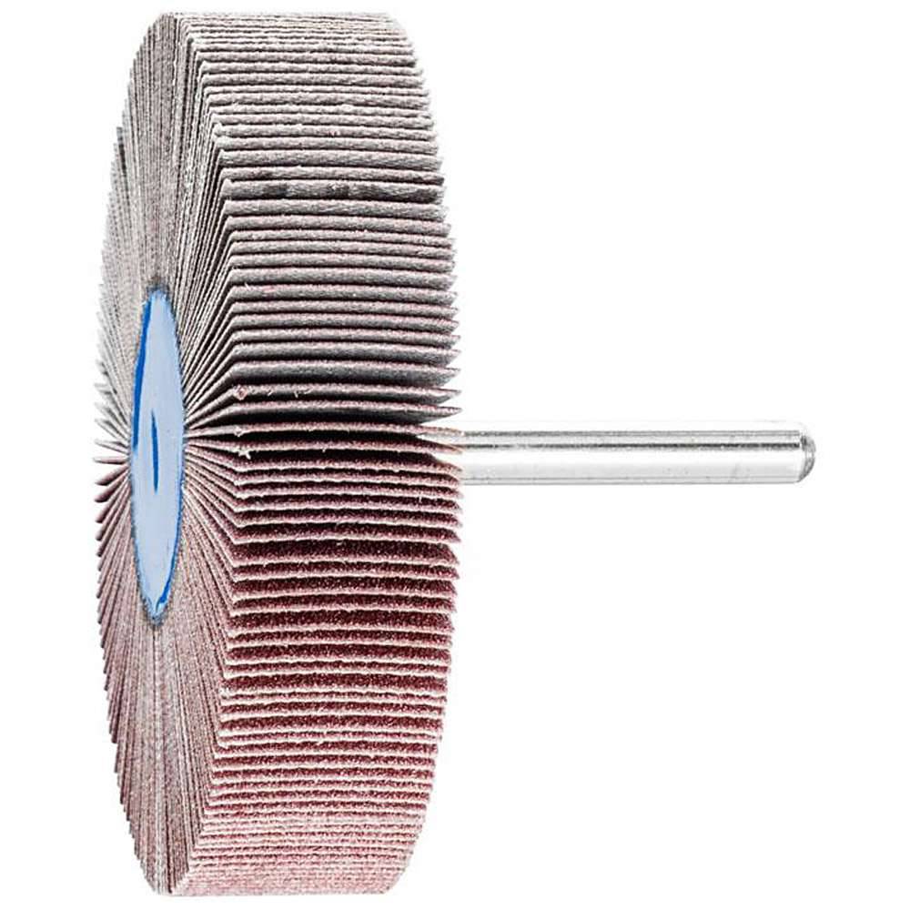 Fächerschleifer - PFERD - Korund A - Schaft-Ø 6 x 40 mm - Korngröße 150 - Bezeichnung F 8020/6 A 150 - Maße (D x T) 80 x 20 mm - empf. Drehzahl 4