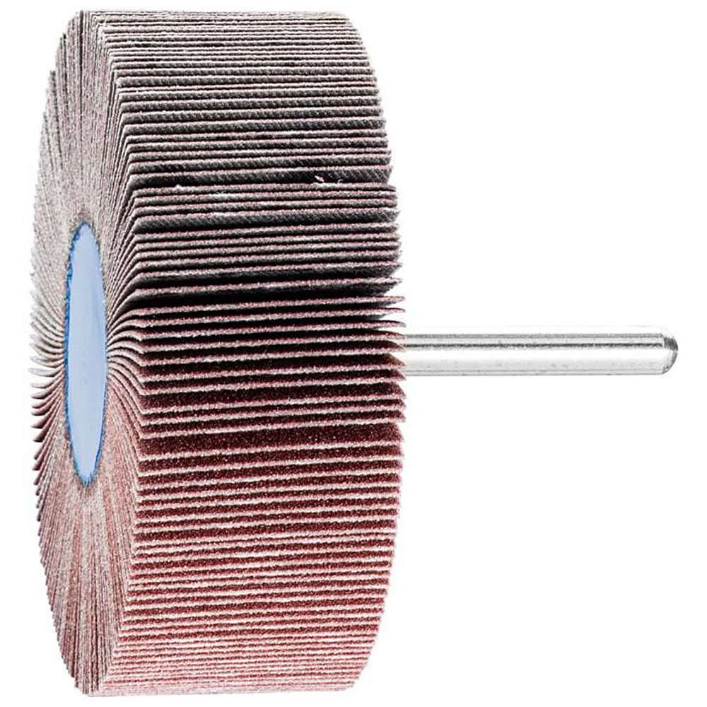 Fächerschleifer - PFERD - Korund A - Schaft-Ø 6 x 40 mm - Korngröße 150 - Bezeichnung F 8030/6 A 150 - Maße (D x T) 80 x 30 mm - empf. Drehzahl 4