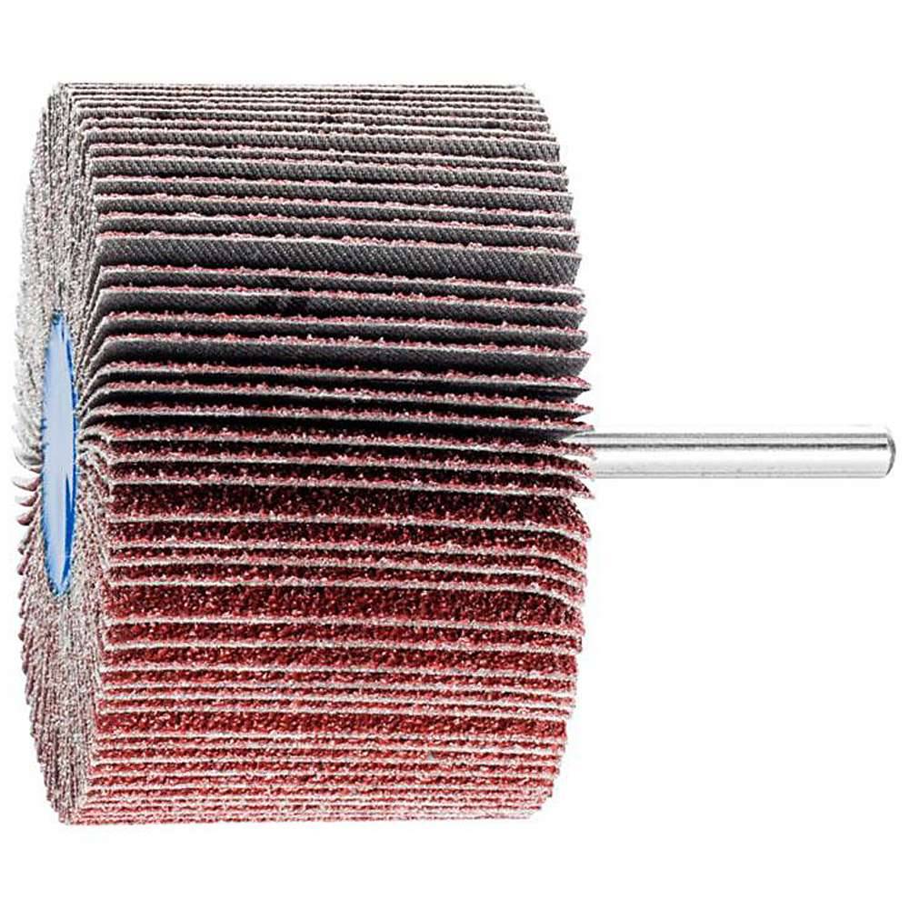 Fächerschleifer - PFERD - Korund A - Schaft-Ø 6 x 40 mm - Korngröße 40 - Bezeichnung F 8050/6 A 40 - Maße (D x T) 80 x 50 mm - empf. Drehzahl 480