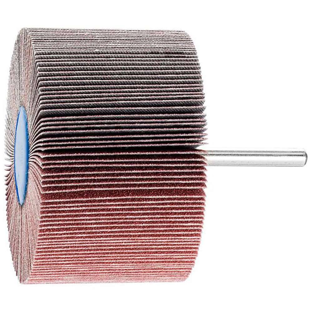 Fächerschleifer - PFERD - Korund A - Schaft-Ø 6 x 40 mm - Korngröße 120 - Bezeichnung F 8050/6 A 120 - Maße (D x T) 80 x 50 mm - empf. Drehzahl 4