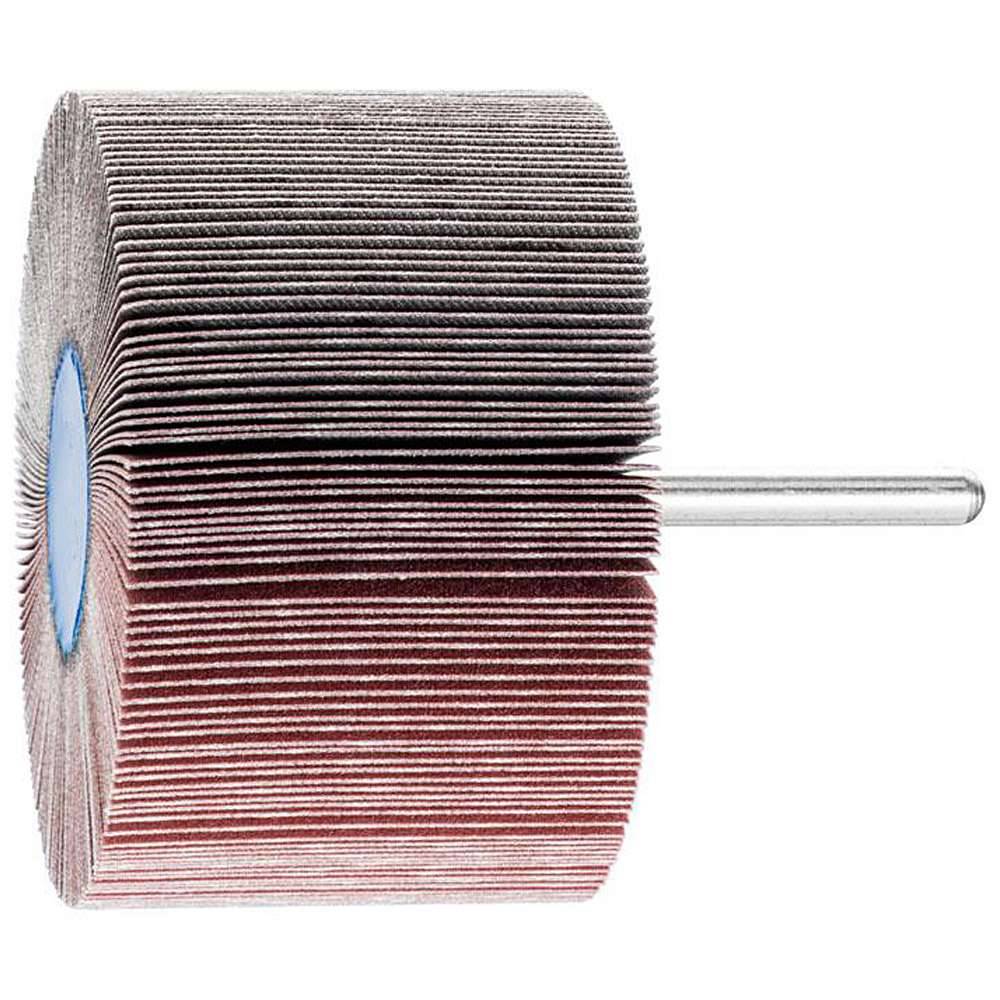 Fächerschleifer - PFERD - Korund A - Schaft-Ø 6 x 40 mm - Korngröße 320 - Bezeichnung F 8050/6 A 320 - Maße (D x T) 80 x 50 mm - ISO 3919 - VE 10