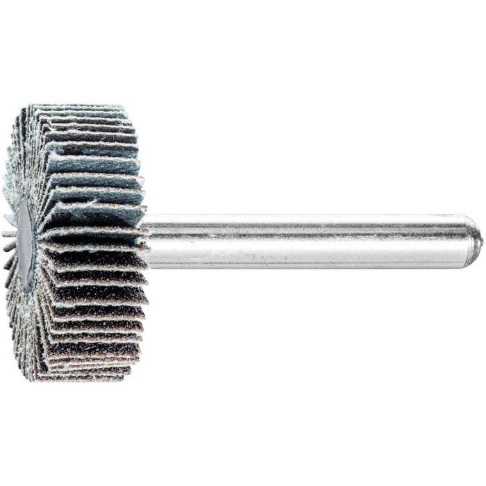 Fächerschleifer - PFERD - Siliciumcarbid - Schaft-Ø 6 x 40 mm - Korngröße 120 - Bezeichnung F 3010/6 SiC 120 - Maße (D x T) 30 x 10 mm - empf. Dr