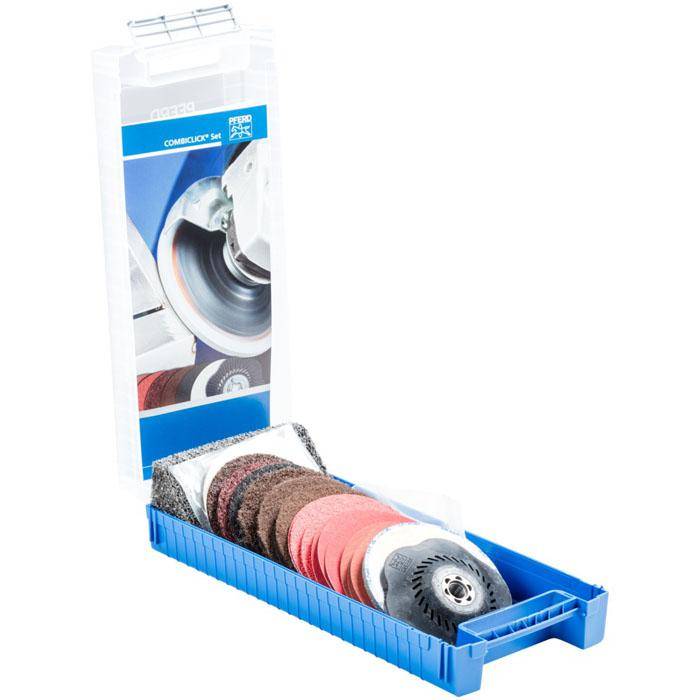 Schleifscheiben-Set - PFERD COMBICLICK® - Scheiben-Ø 115 mm - Gewinde M14 - inkl. Stützteller