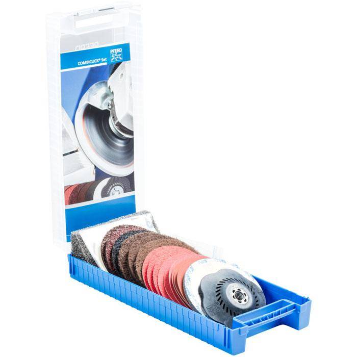 Schleifscheiben-Set - PFERD COMBICLICK® - Scheiben-Ø 125 mm - Gewinde M14 - inkl. Stützteller