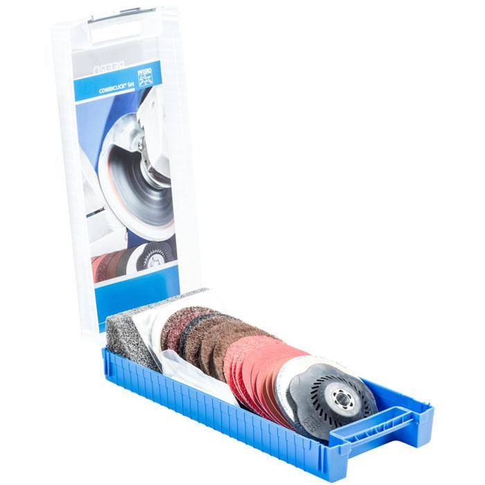 Schleifscheiben-Set - PFERD COMBICLICK® - Scheiben-Ø 115 mm - Gewinde 5/8" - inkl. Stützteller