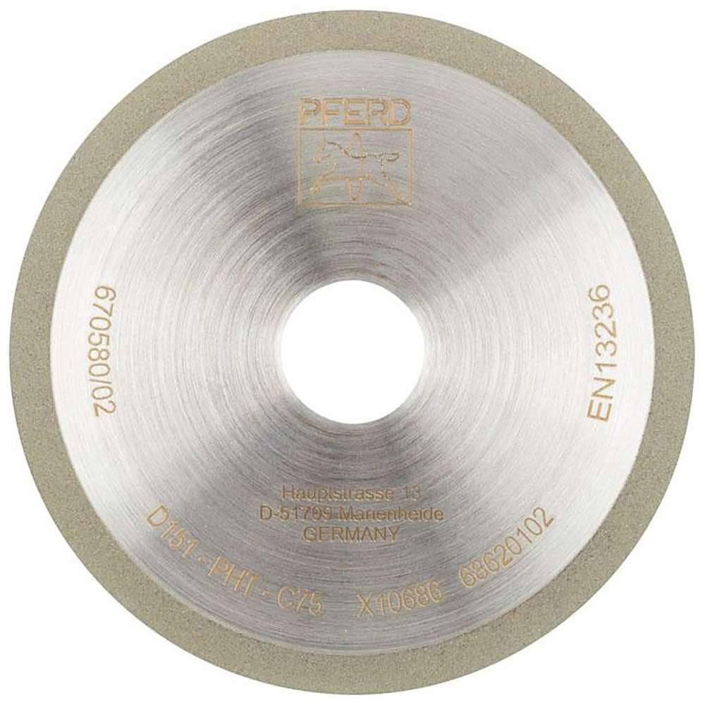 Diamant-Schleifwerkzeug - PFERD 1A1R - Korngröße D 126 - Bezeichnung 1A1R 100-1-5-20 D 151 PHT C75 - Durchmesser 100 mm - Belagbreite x -dicke 5 x