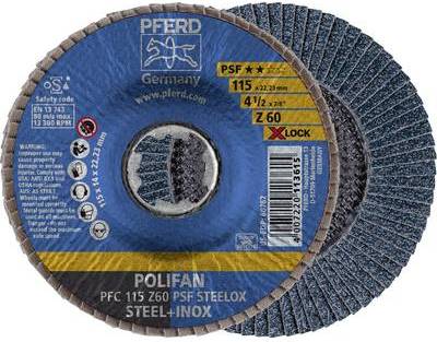 Fächerschleifscheibe X-LOCK STEELOX K60PSF 115mm Pferd