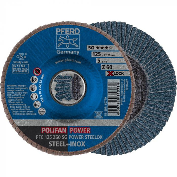 POLIFAN-Fächerscheibe - PFERD - konische Ausführung PFC - Z SG - POWER STEELOX/X-LOCK - Außen-Ø 125 mm - VE 10 Stück - Preis per VE - max. RPM 12