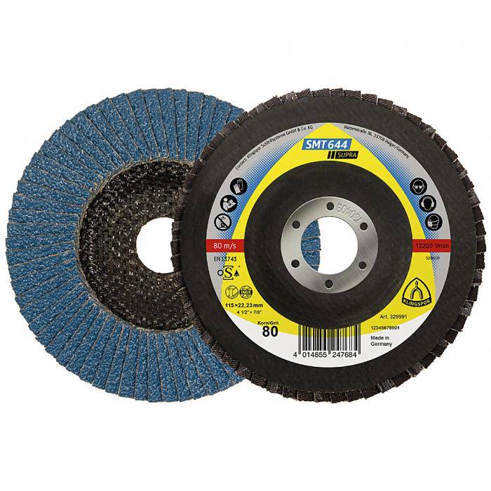 Schleifmopteller SMT 644 - Durchmesser 115 mm - Bohrung 22,23 mm - Korn 40 - VE 10 Stück - Preis per VE