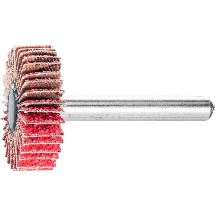 Fächerschleifer - PFERD - Schaft-Ø 6 mm - Keramikkorn - Bezeichnung F 3010/6 CO-COOL 60 - Maße (D x T) 30 x 10 mm - Korngröße 60 - empf. Drehzahl
