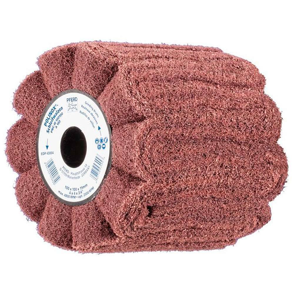 Schleifwalze - PFERD POLINOX® - Korngröße 180 - für Stahl, NE-Metall etc. - Bezeichnung PNG-W 100100 A 180